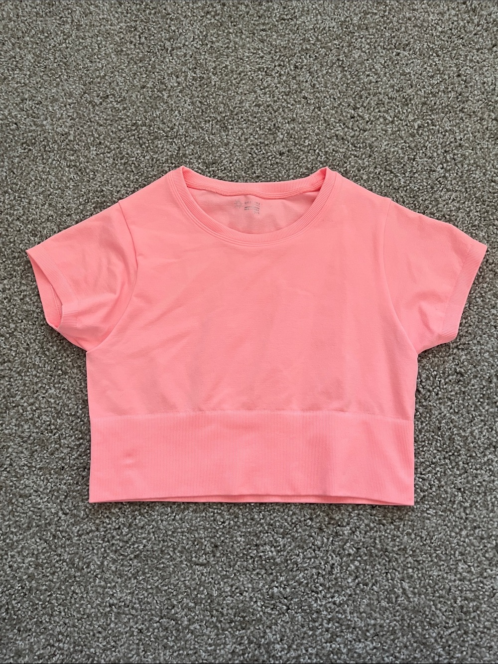 Aerie Salmon Pink Sidewalk T-Shirt Seamless Cropped Tee Size Medium
